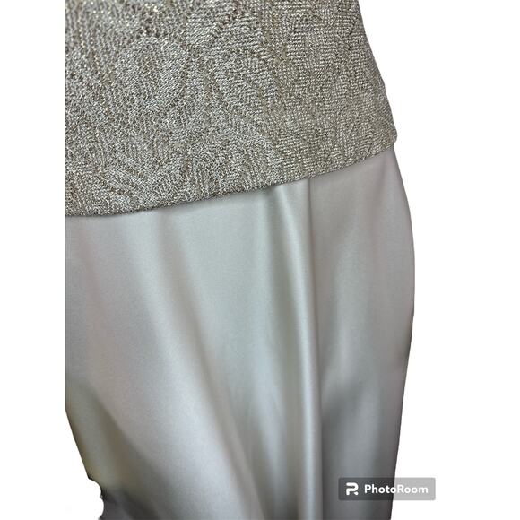 Vintage Y2K Bari Jay Champaign Maxi Dress Gown lace bodice full skirt size 11-12 - Picture 6 of 12